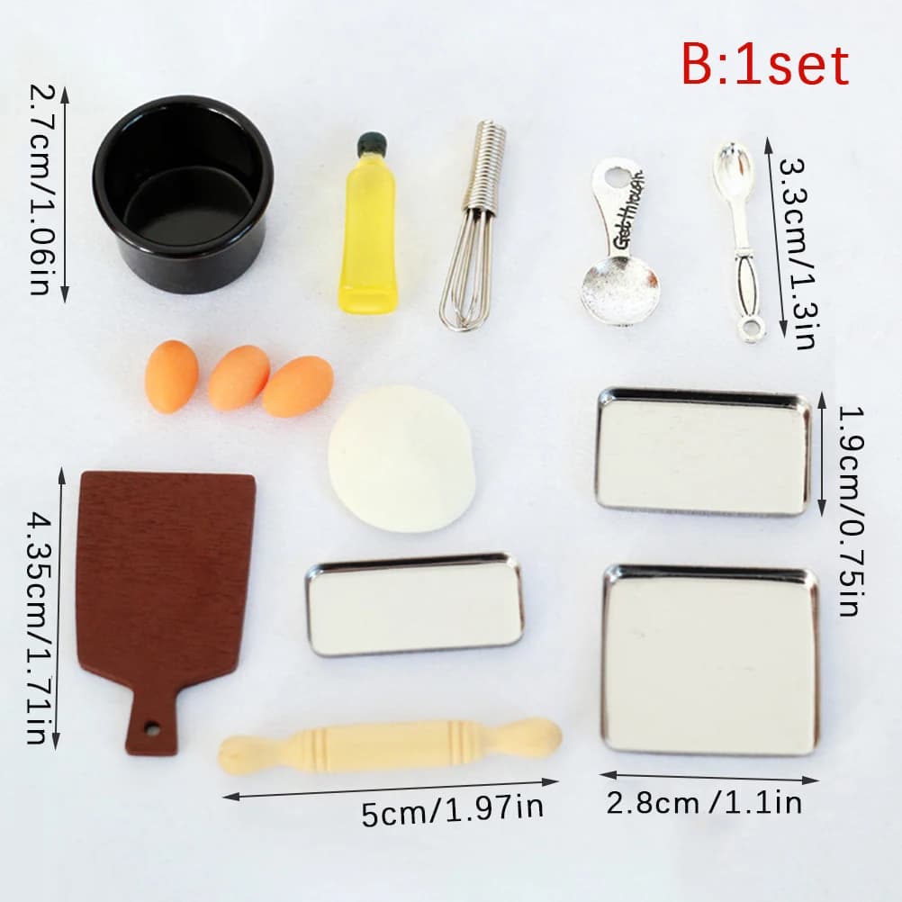 1 ensemble 1:12 maison de poupée bricolage Kit de cuisson-Mini meubles de cuisine et de cuisson