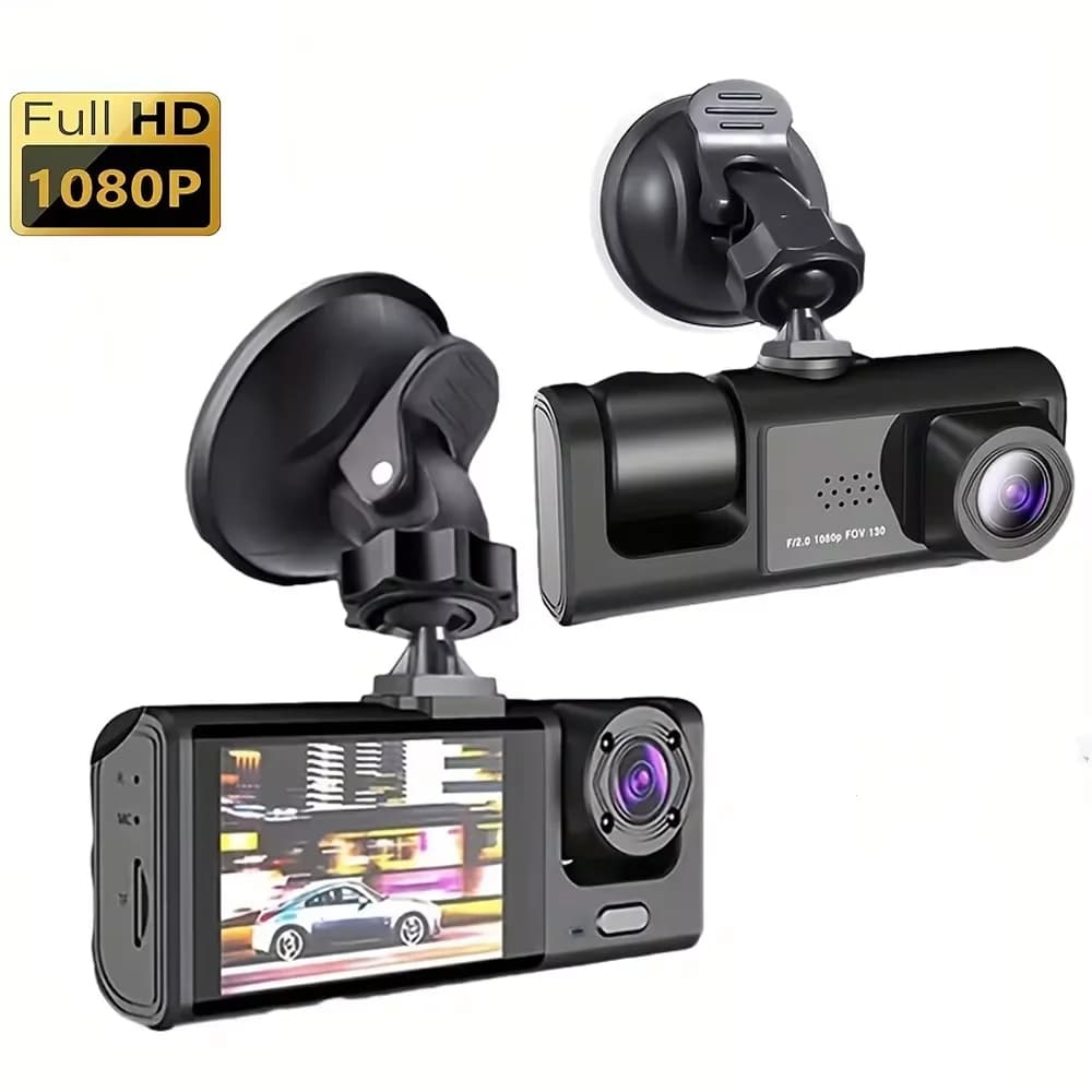 1080P 3 canaux voiture DVR HD 2/3 objectif à l'intérieur du véhicule Dash Cam caméra à trois voies D