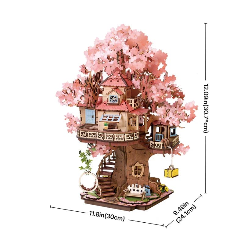 Puzzle 3D Rolife Maison dans l'arbre Sakura, modèle à construire soi-même, kit d'artisanat en bois,