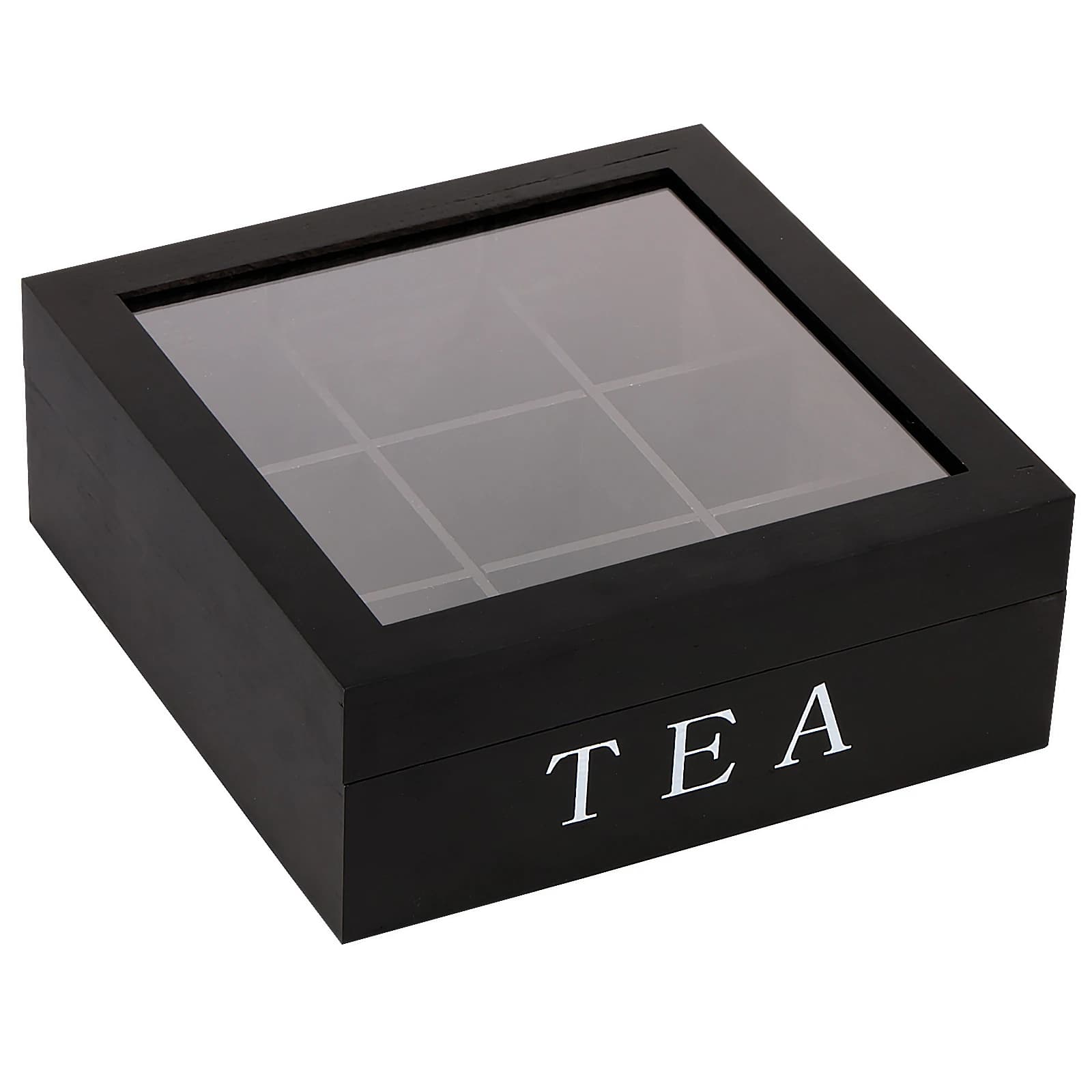 Boîte de rangement de sachets de thé en bois avec couvercle transparent, conteneur carré à 9 compart
