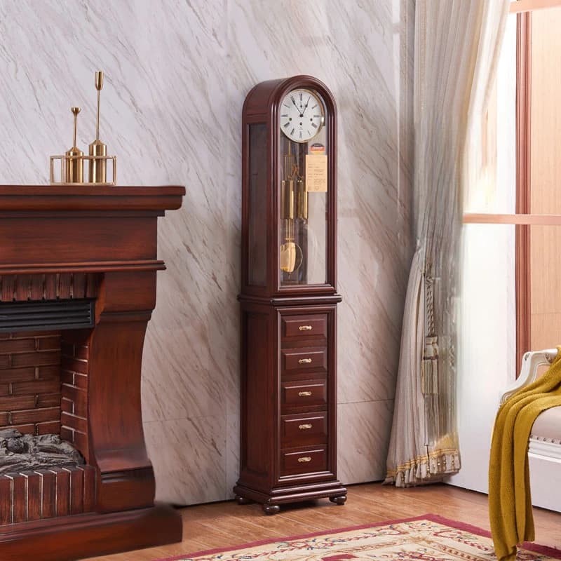 Horloge Mécanique en Bois Massif RosFrederick et Cuivre, Modèle de Luxe de Style Américain et Europé