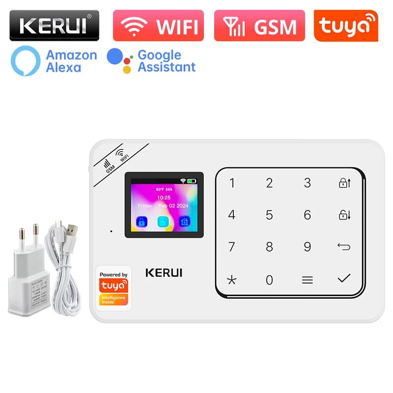 KERUI Kit d'alarme domestique sans fil WiFi GSM antivol avec écran tactile Tuya Smart Life App systè