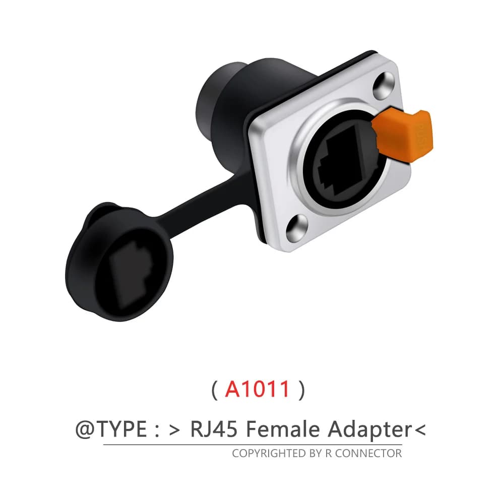 Connecteur Étanche 8P8C RJ45 Femelle, Prises de Montage sur Panneau, Ethernet IP65 Droit, Type RJ45,