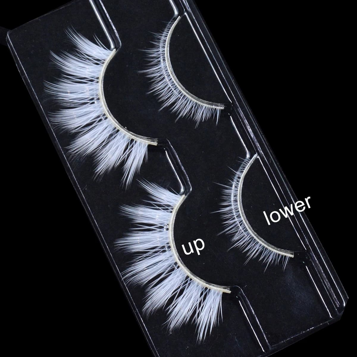 2 paires/cas 3D cils blancs bande claire couleur neige cils Cosplay Halloween Manga cils maquillage