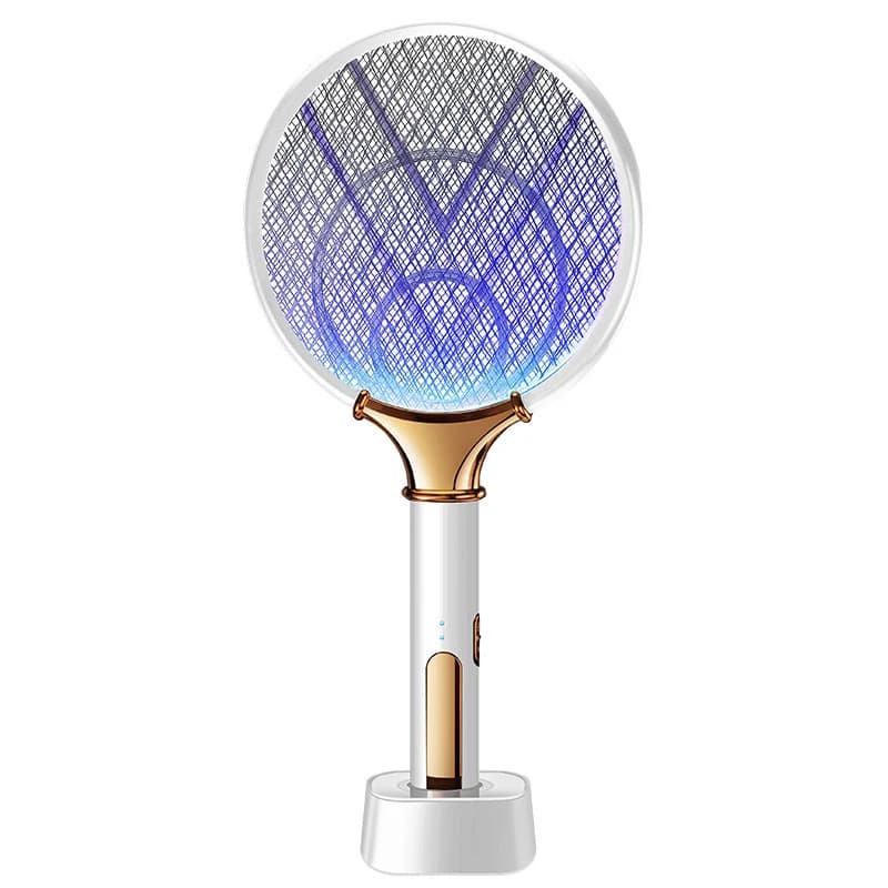 Raquette anti-moustiques 2-en-1 rechargeable USB, tapette électrique et lampe piège à mouches, prote