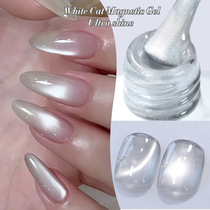 BORN PRETTY 10ml Gel Magnétique Effet Chat Blanc Fluide Ultra Brillant Soak Off UV Gel Effet Miroir