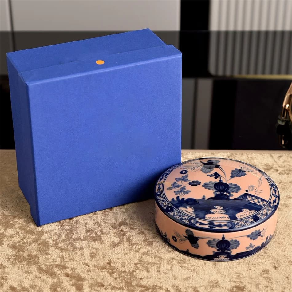 Boîte à bijoux en céramique de la série orientale, ronde, avec couvercle, organisateur de bibelots,