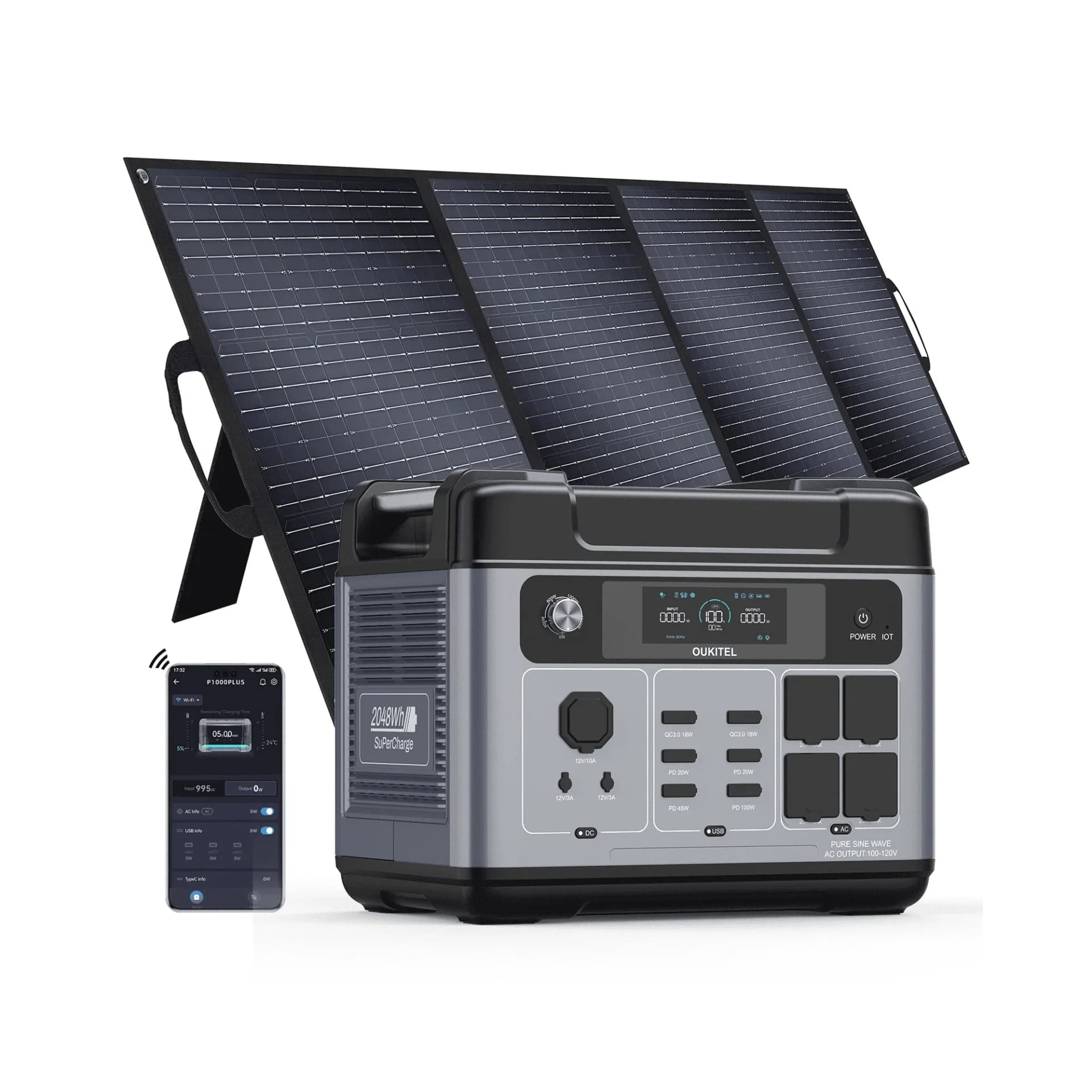 Générateur solaire portable silencieux Lifepo4 de 2400W 3000W avec panneau solaire pour camping-car