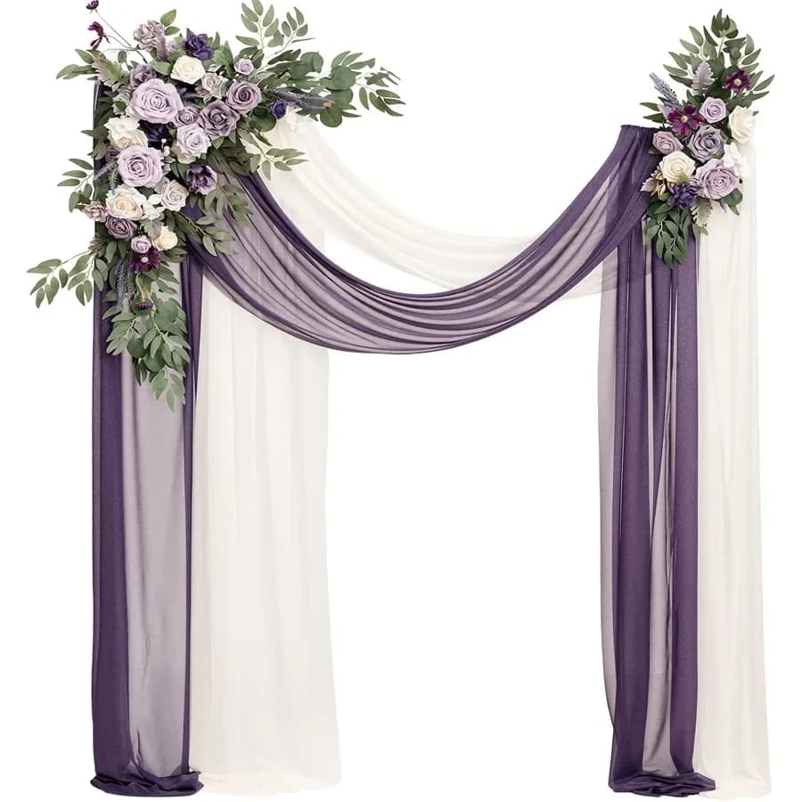 Fleur artificielle en verre foncé, arc de mariage, décoration de fête de mariage, pelouse extérieure