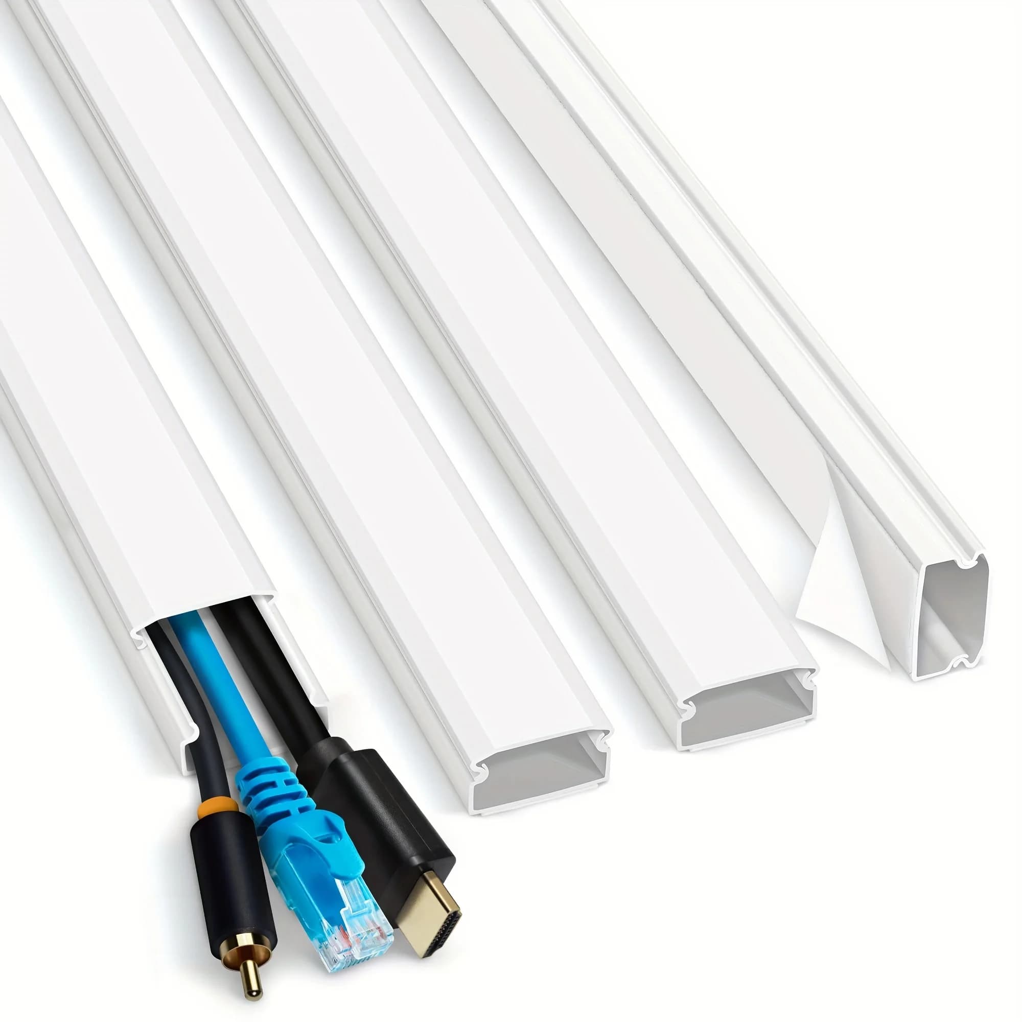 Kit de couvercles de câbles muraux, 4 pièces, 62,8 pouces, blanc, pour télévision