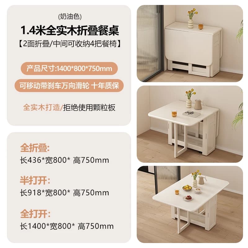 Cuisine blanc Table à manger en bois multifonction étanche fleur Table à manger mur pliant Mesa plis