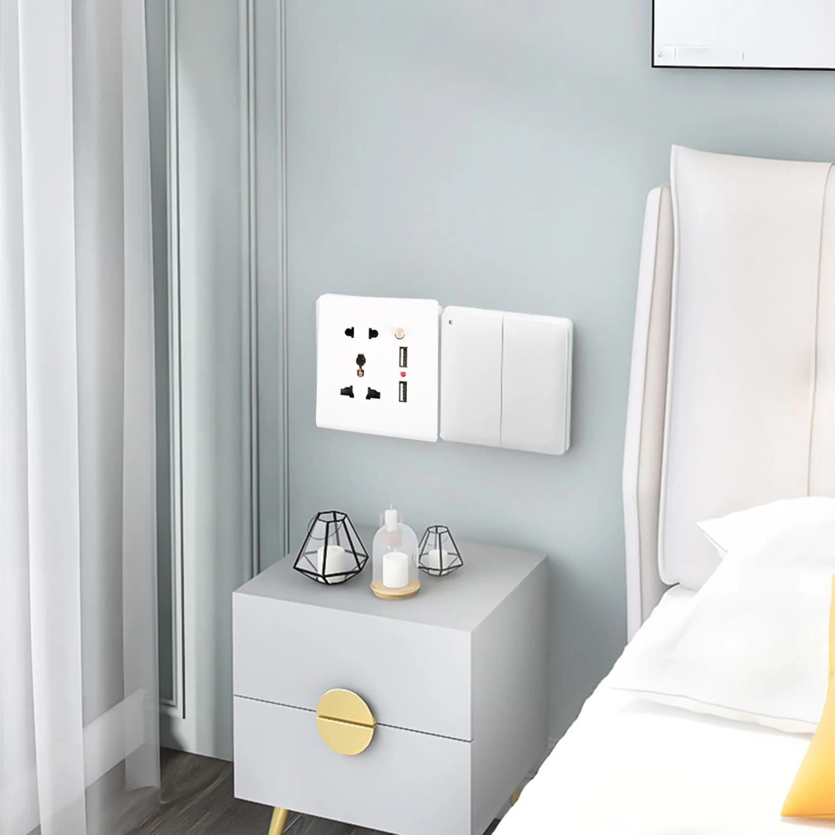 Adaptateur de prise de chargeur mural USB pour touristes, panneau de prise de courant, interrupteur