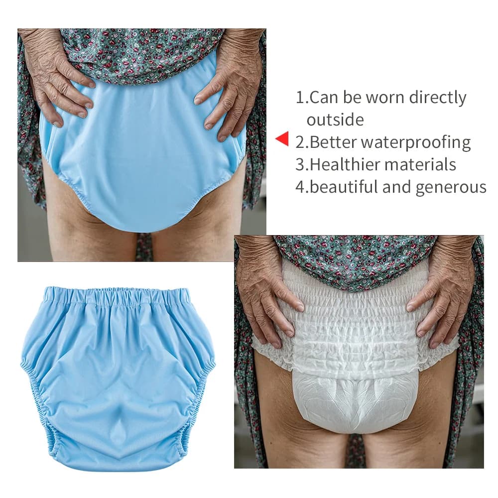 3 pièces couleur unie imperméable iaper pour adultes lavable réutilisable couche-culotte pantalon an