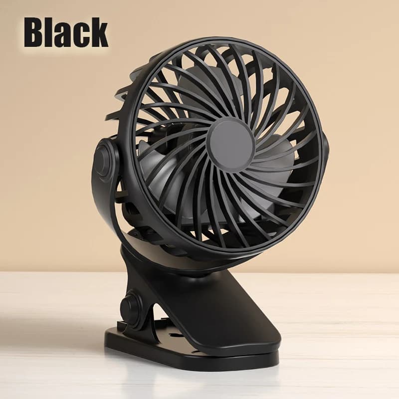 Ventilateur électrique portable rechargeable 720 ° Ventilateur rotatif à clip avec lumière nocturn