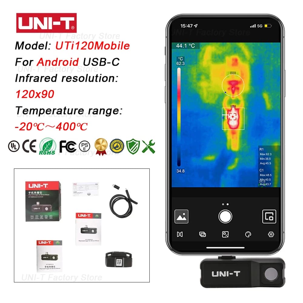 Caméra thermique infrarouge UNI-T UTi120Mobile UTi120MS UTi256M UTi260M UTi261M (non compatible avec