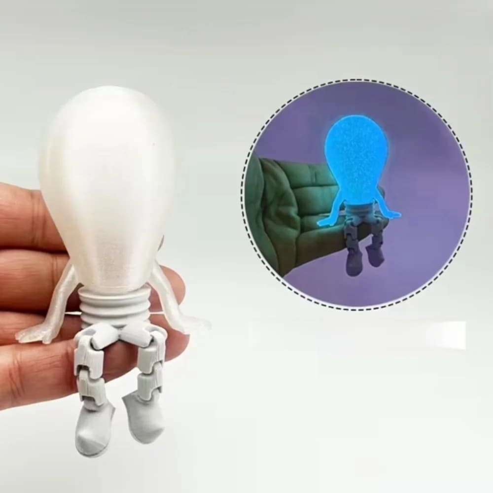 Figurine d'ampoule lumineuse imprimée en 3D, simulation plastique, figurine assise luminescente, nou
