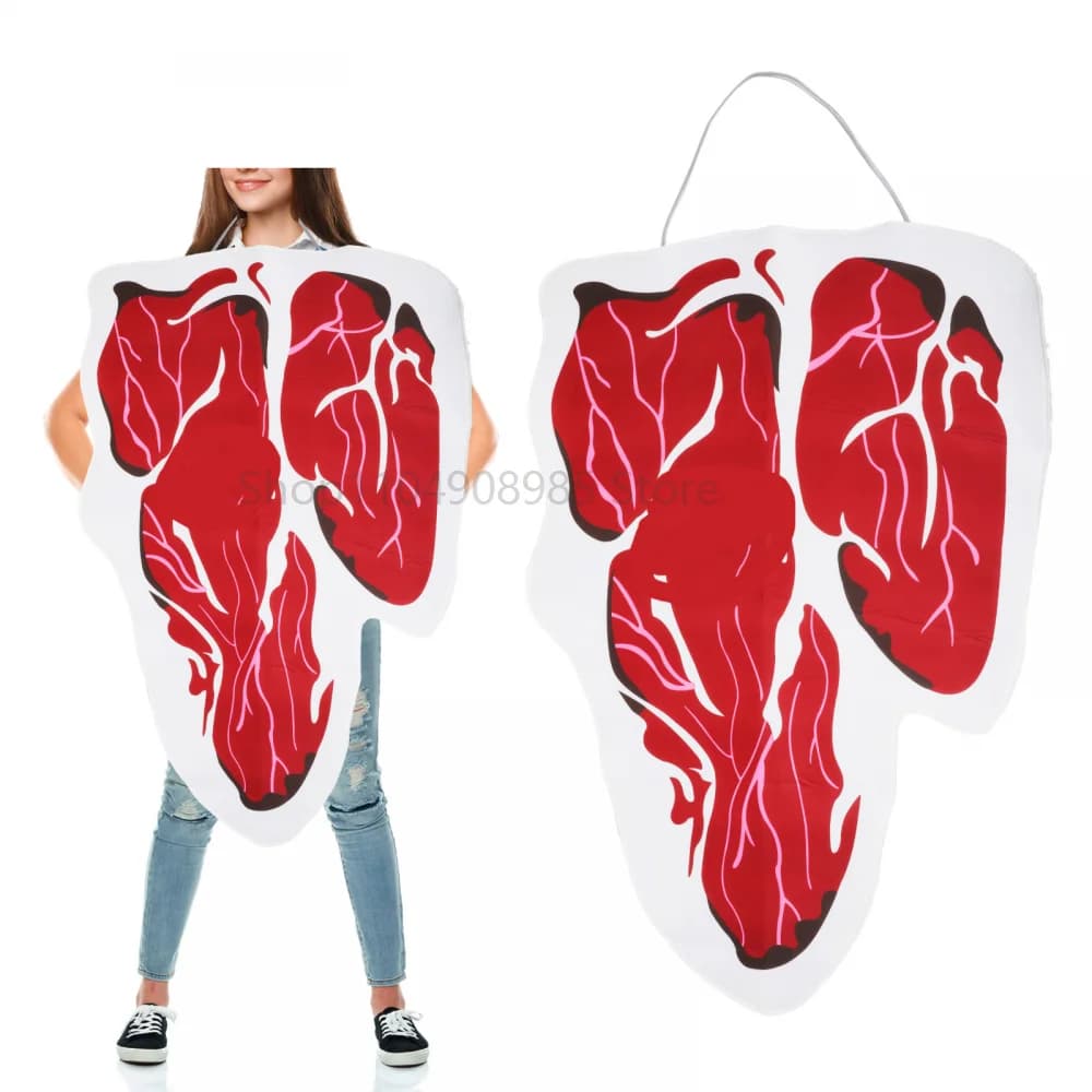Costume d'halloween pour Steak, tenue de viande de nourriture amusante pour adultes, nouveauté, Cost