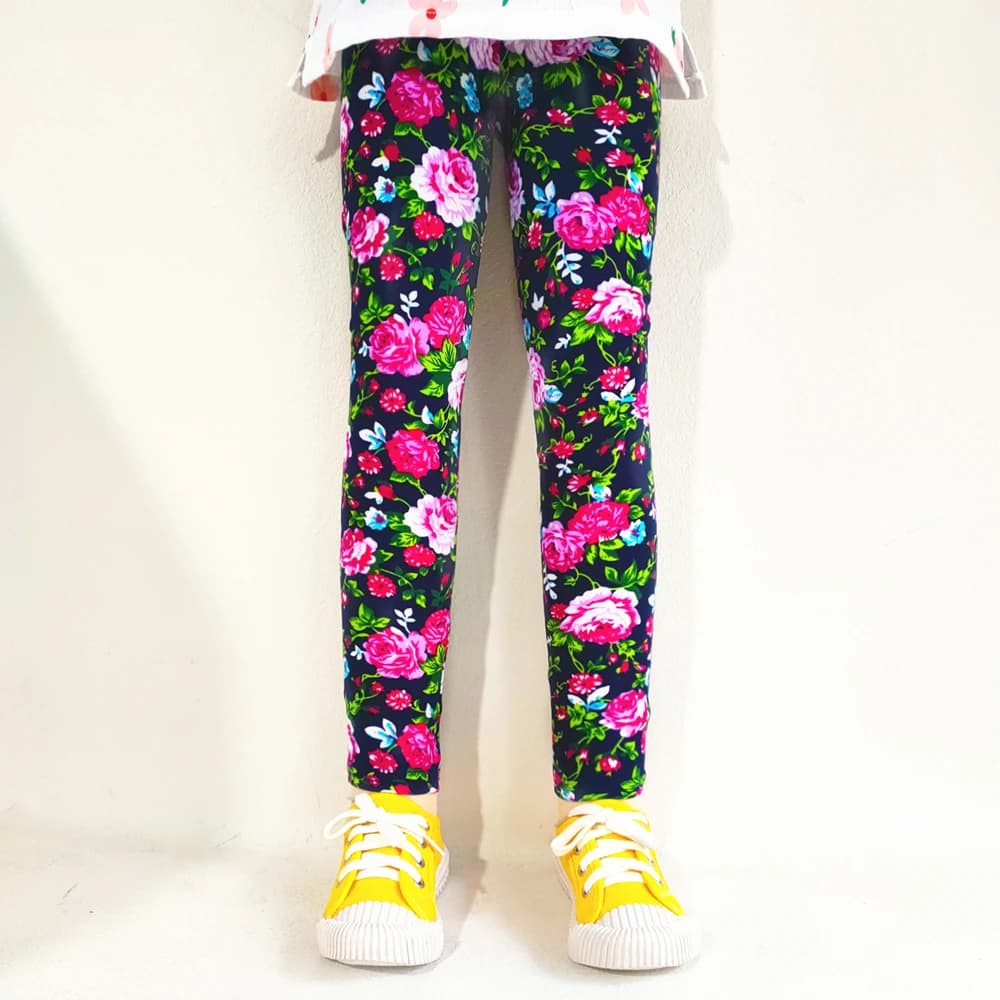 Printemps été filles Leggings enfants pantalons fleur léopard dessin animé imprimé Leggings enfants