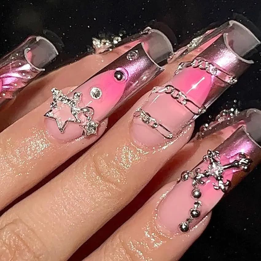 70 pièces breloques pour ongles en forme d'étoile pour ongles en acrylique, décoration d'art d'ongle