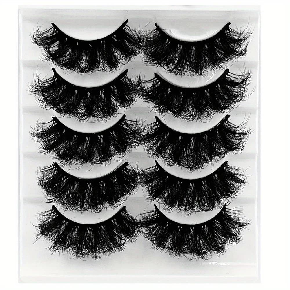 5 paires de cils Faux cils de vison longue durée cils de vison moelleux Volume dramatique Extension