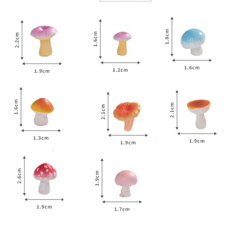 Modèle de champignon chenille mignon, 8 pièces, ornement artisanal en résine, décoration de jardin f