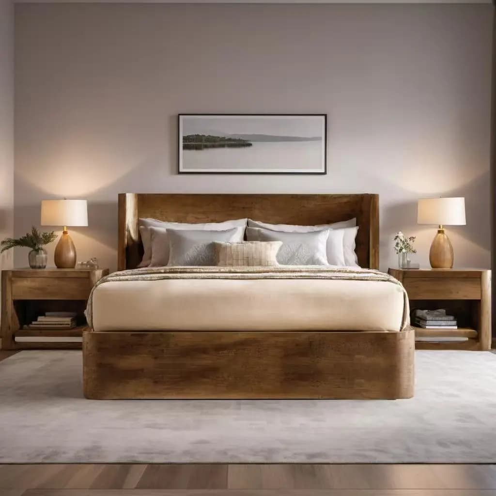 Meubles de maison lit d'hôtel lit en bois de Style américain meubles de chambre panneau plate-forme