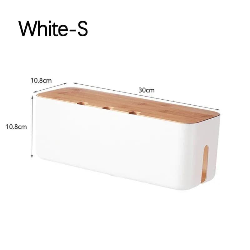 Boîte de gestion de câbles avec couvercle en bambou, boîte de rangement pour panneau de jonction de