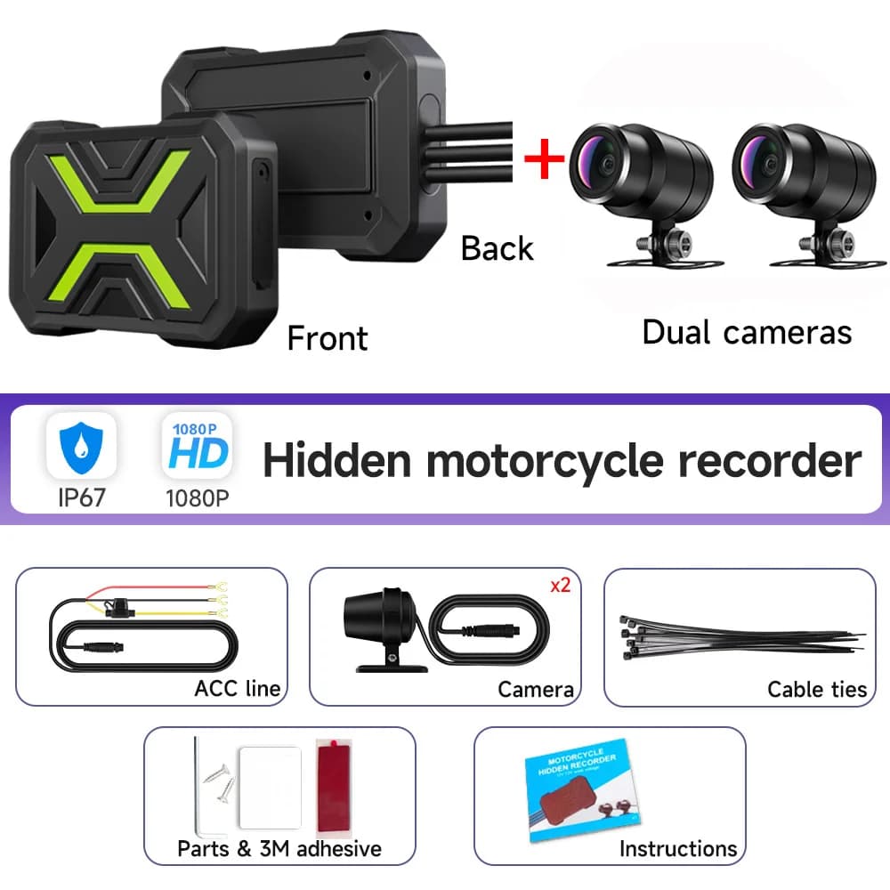 JIUYIN double moto DVR 1080P caméra d'action enregistreur avant et arrière étanche moto Dash Cam Vis