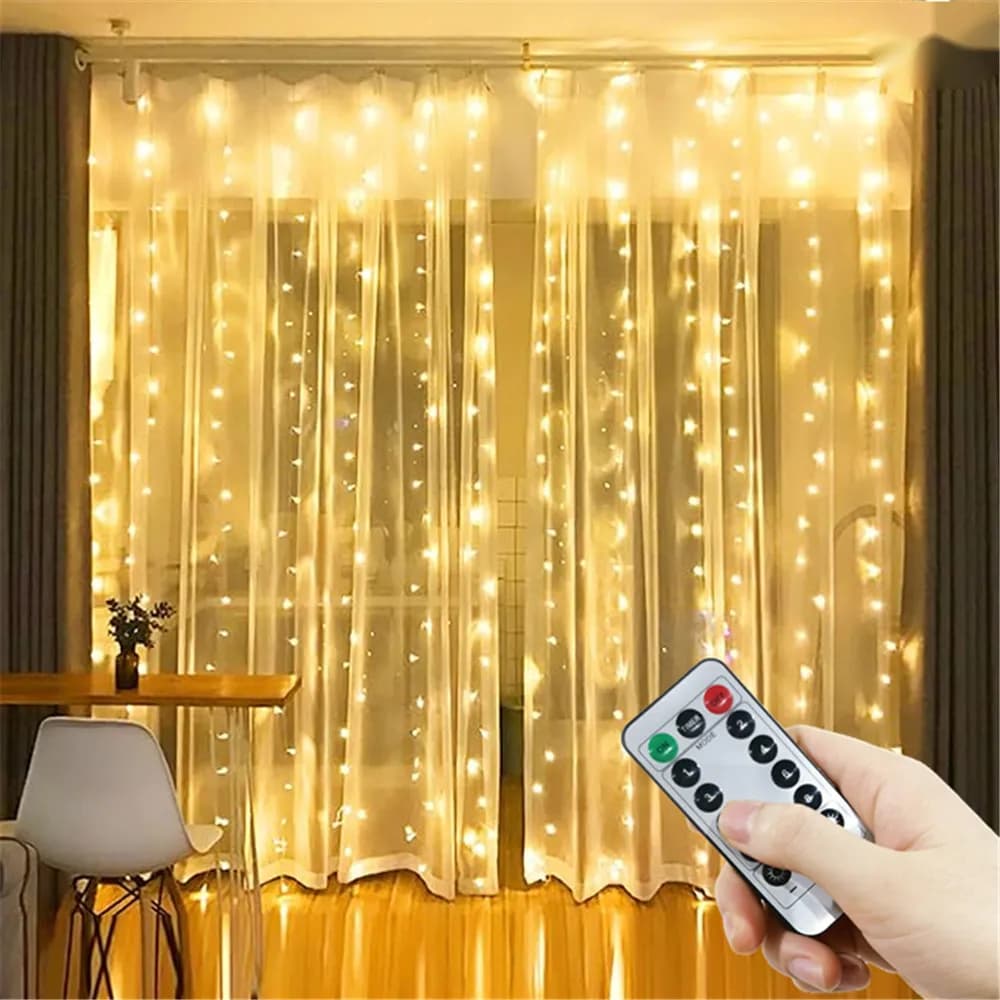 Guirlande de mariage fée lumières extérieur 8 Mode LED USB rideau lumineux chaîne arbre de noël vaca