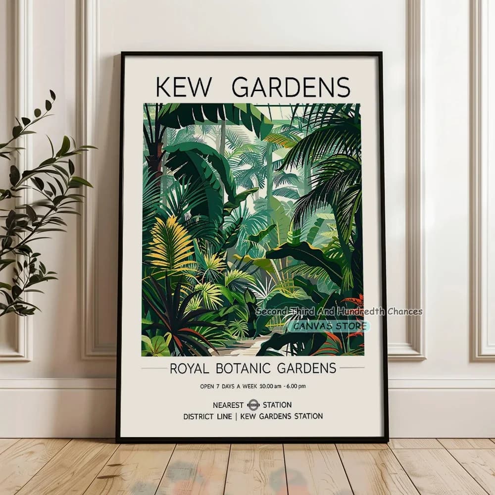 Kew Gardens Londres la maison de la palmier la maison du Cactus jardins tropicaux botaniques affiche