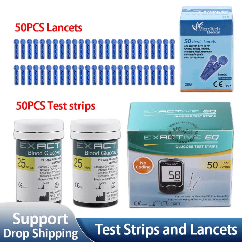 Bandelettes de Test médicales de glycémie, bandelettes de mesure des accessoires du diabète, glucomè