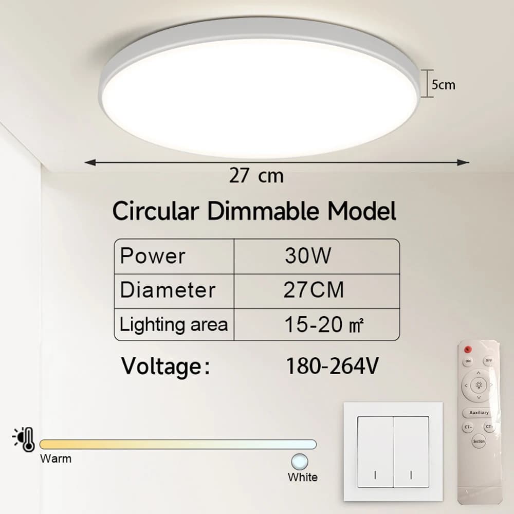 Plafond LED lumière salle de bain cercle lustre cuisine panneau luminaires chambre pour maison allée