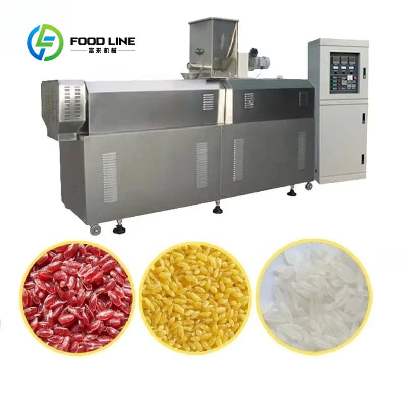 Ligne de production d'extrusion à double vis de riz doré nutritif personnalisée et populaire, idéale