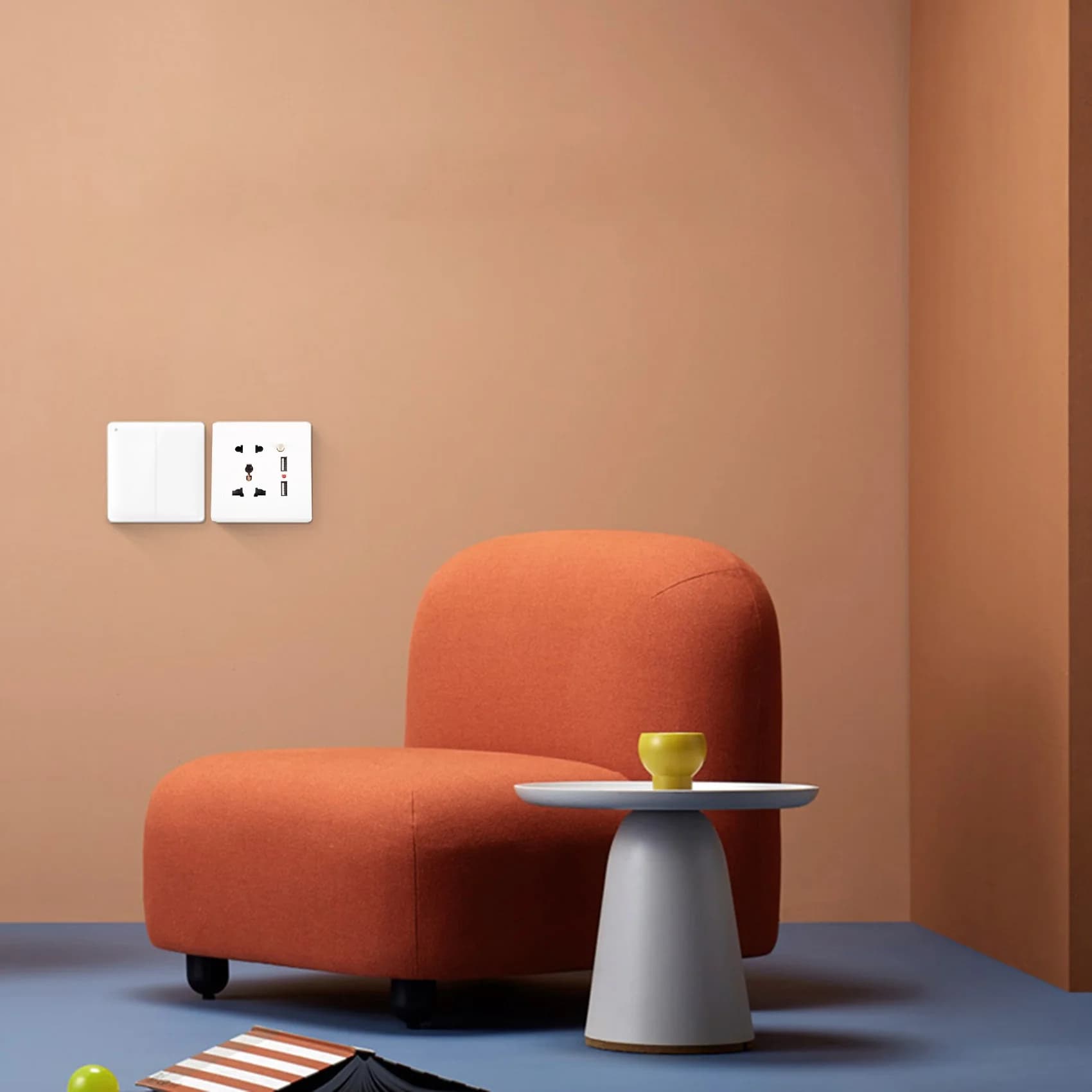 Adaptateur de prise de chargeur mural USB pour touristes, panneau de prise de courant, interrupteur