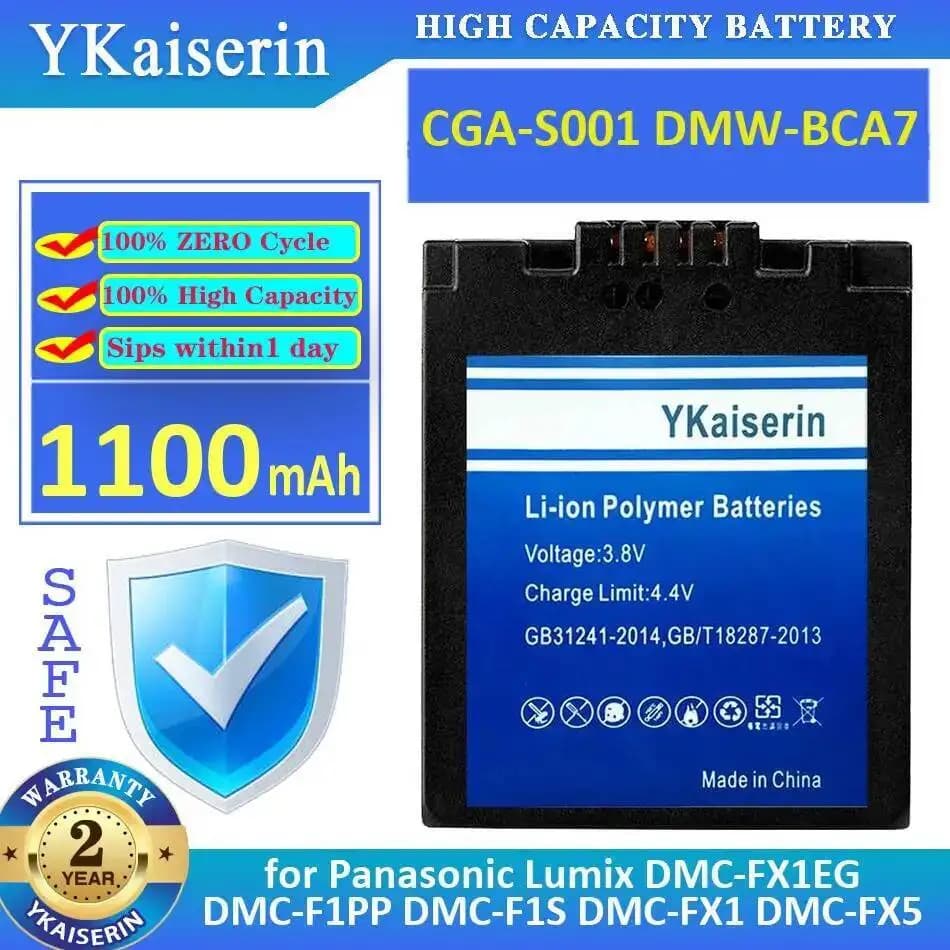 Batterie de caméra Cga-S001 Dmw-BCA7 1100Mah pour Panasonic Lumix Dmc-FX1EG Dmc-F1PP Dmc-F1S Dmc-FX1