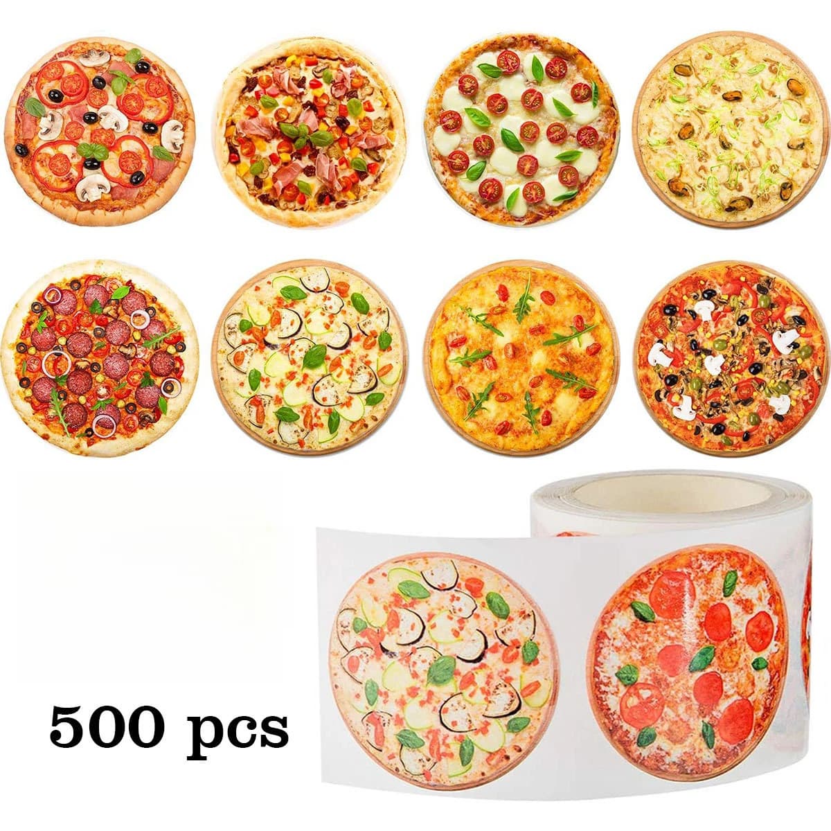 500 pièces autocollants de pizza pour la décoration de gâteau de cuisson, étiquettes adhésives de de