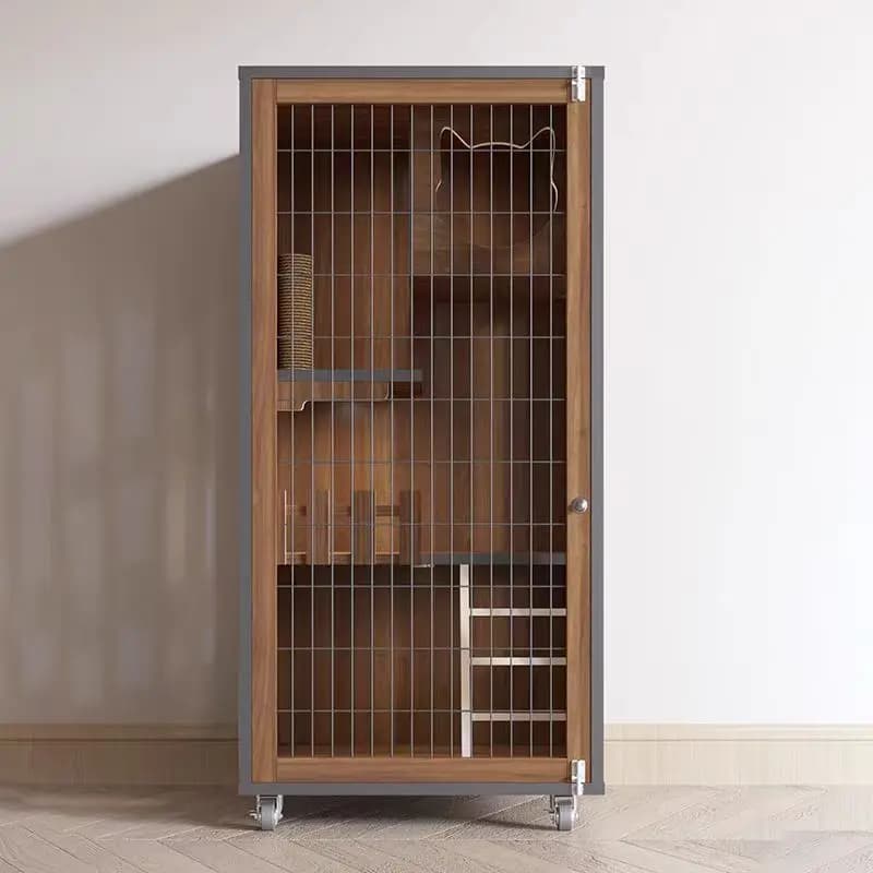Grande maison pour chat, Cage d'intérieur de luxe avec porte en maille de fer, meubles pour animaux