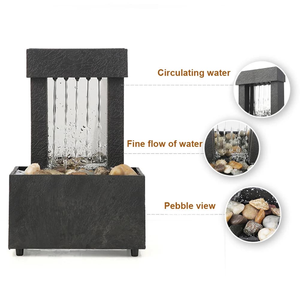 Fontaine d'eau d'intérieur, ornement de bureau, cascade d'eau, Feng Shui, cadeau de richesse