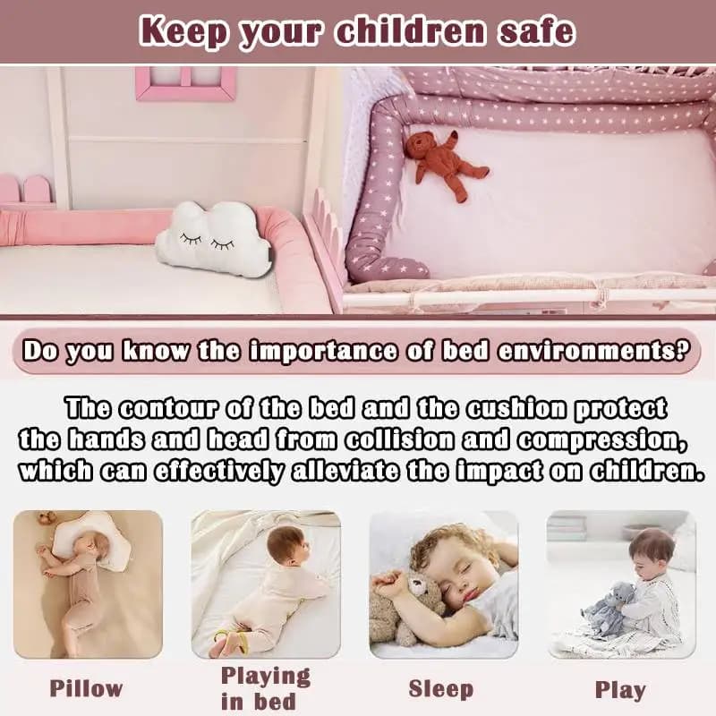  Coussin d'oreiller de lit pare-chocs pour bébé de 2M de Long, pour protection de berceau de bé