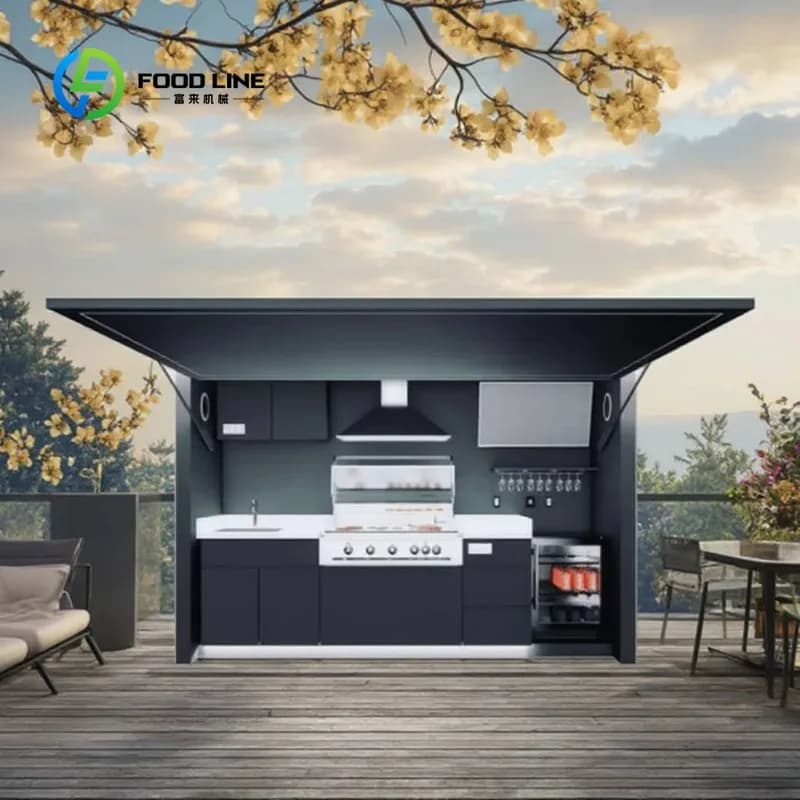 Cuisine extérieure moderne sur mesure avec armoire et porte électrique pour maisons de luxe haut de