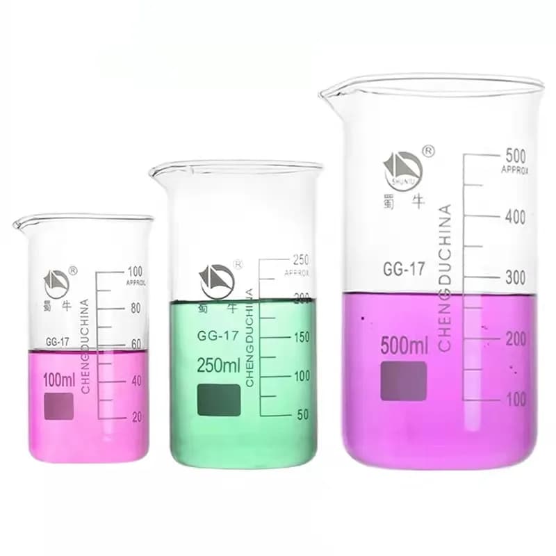1 pièce, Bécher en verre borosilicaté transparent de forme haute, épaissi, avec bec verseur, de 50 m