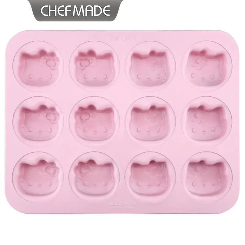 Moule à muffins 12 cavités Hello Kitty CHEFMADE antiadhésif pour cupcakes, brownies, gâteaux, puddin