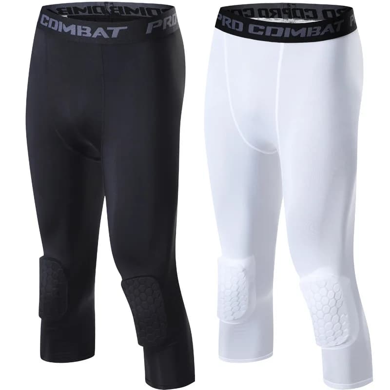 Pantalon court de sport pour hommes, Leggings de course rembourrés, jogging, Compression élastique,