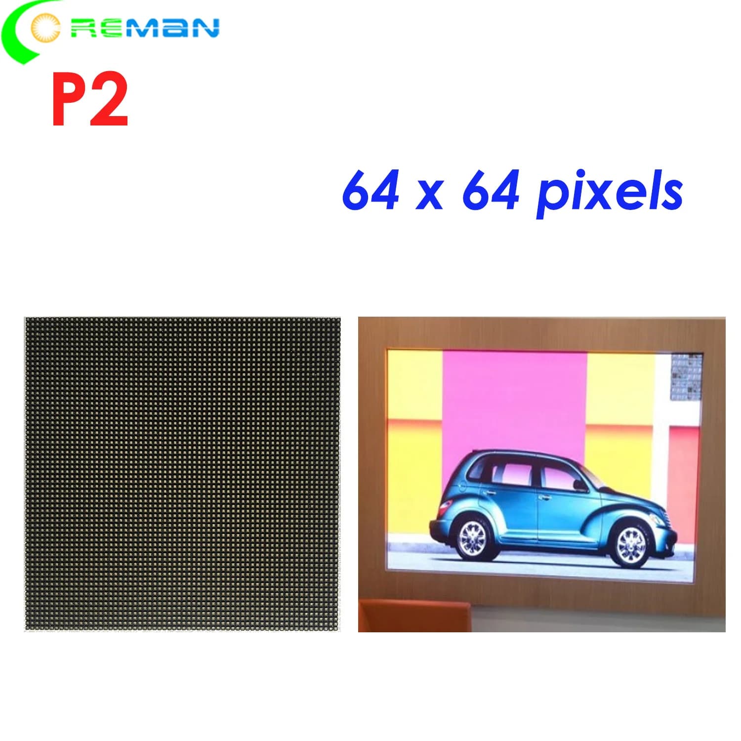 Matrice LED RVB intérieure pour crevette, panneau LED RVB, Hub75E, 64x64mm, 128x128mm, prix de gros