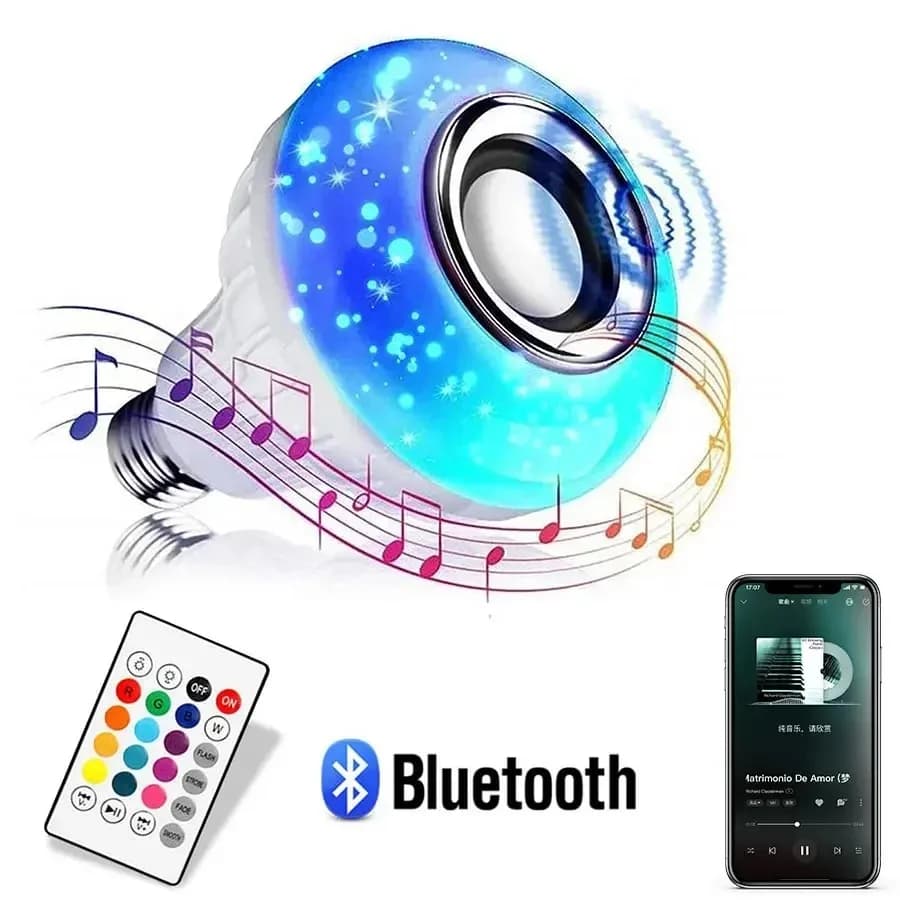 Ampoule LED12W AC 85-265V E27 RGB, changement multicolore, haut-parleur Bluetooth, fonction de lectu