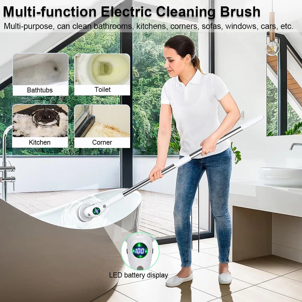 Brosse à livres électrique rotative sans fil, ménage multifonctionnel, cuisine, fenêtres, toilettes,