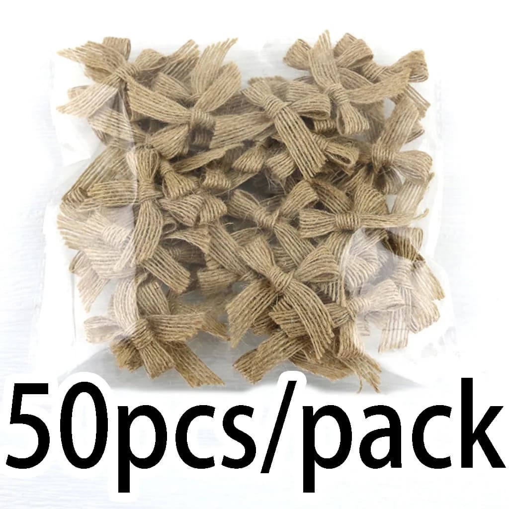Noeuds en lin naturel de 4x4 cm pour boîte cadeau, accessoires de décoration vestimentaire, nœuds po