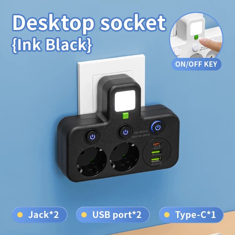 Prise électrique à 5 prises, prise ue, sans rallonge, avec ou sans cela, Ports USB type-c, deux spéc