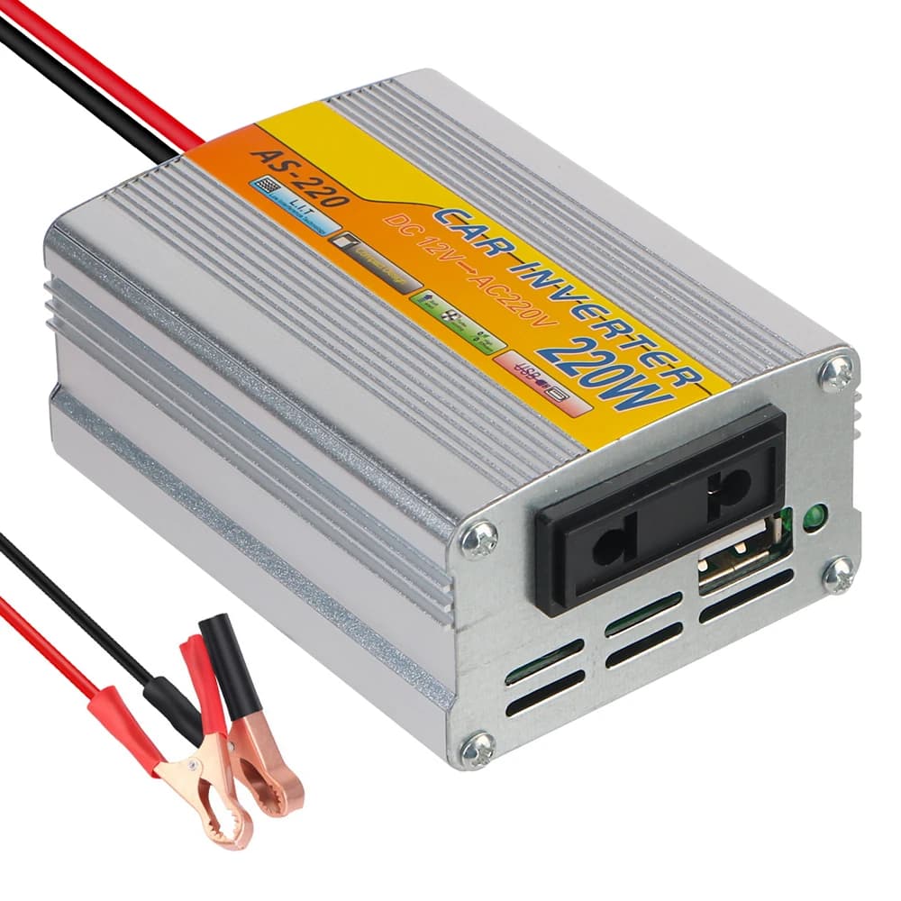 Onduleur domestique DC 12V à AC 220V, convertisseur de prise de courant AC avec interrupteur, charge