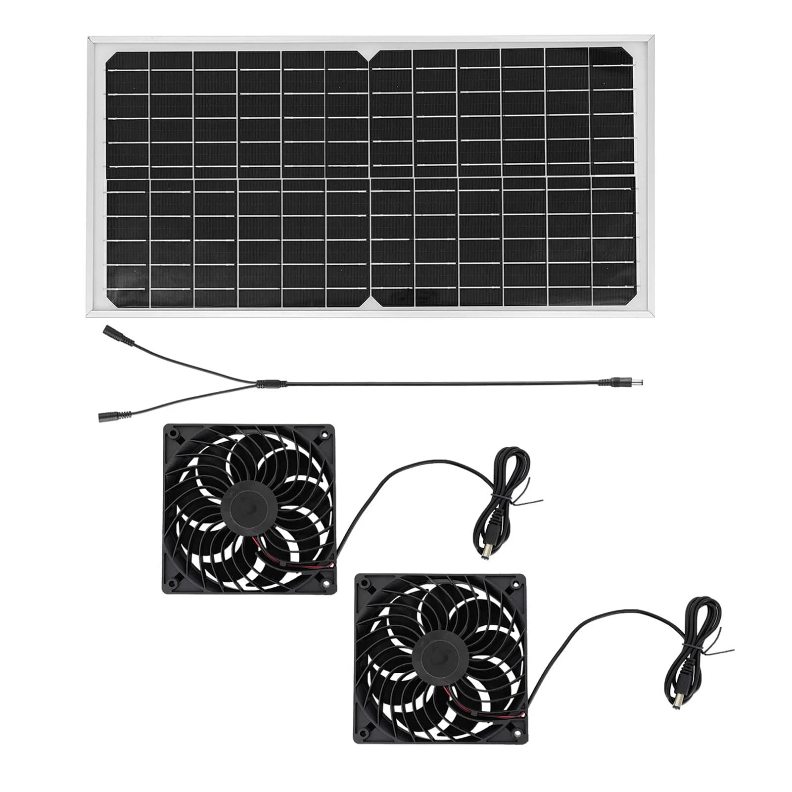 Kit de ventilateur d'extraction solaire avec panneau solaire 16W, 2 ventilateurs DC sans balais à gr